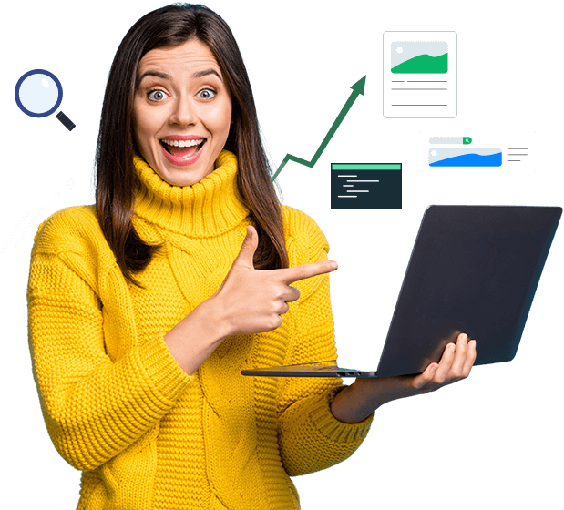 Woman holding laptop